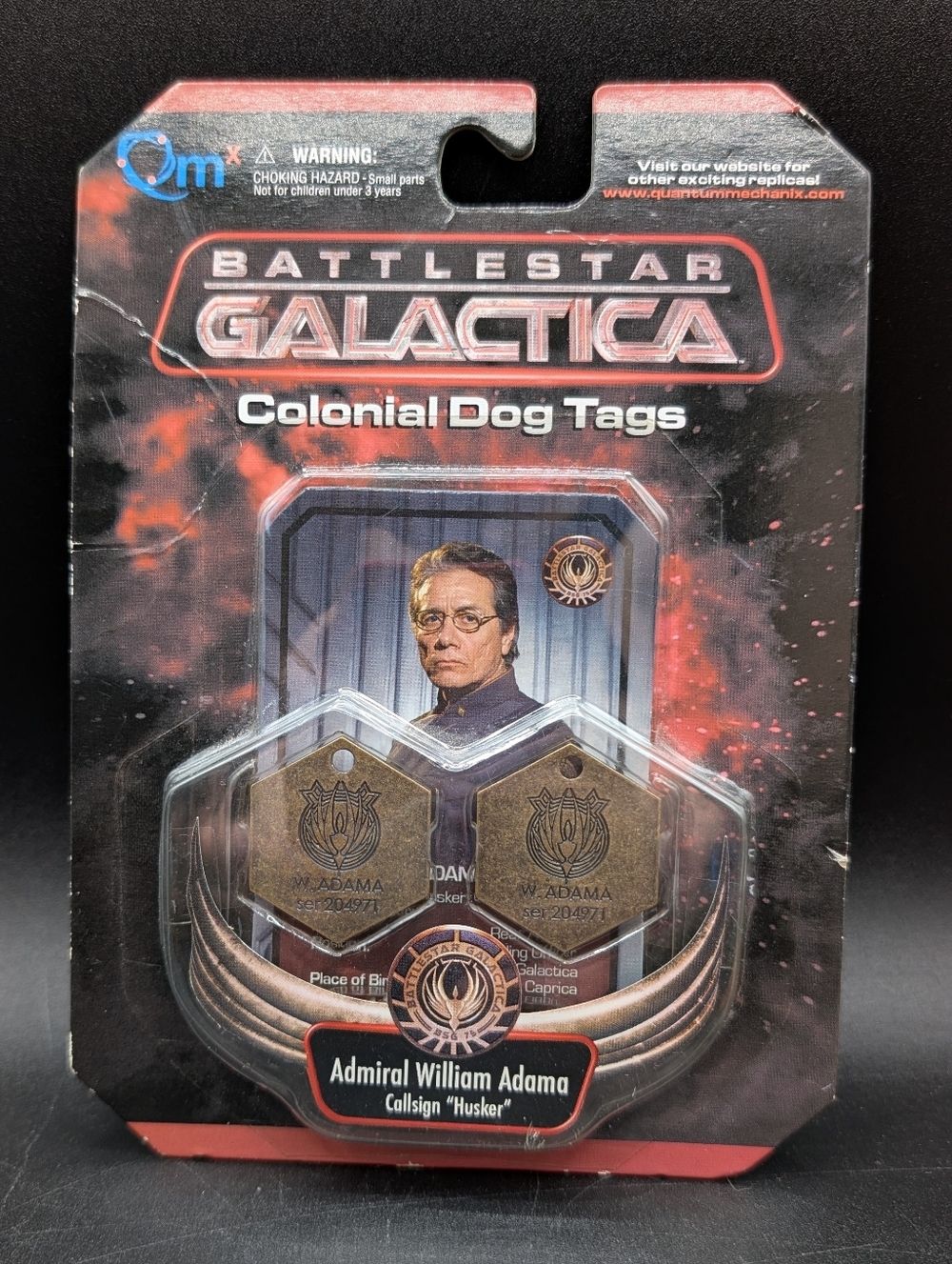 Battlestar Galactica Colonial Dog Tags Admiral William Adams, "Husker", New